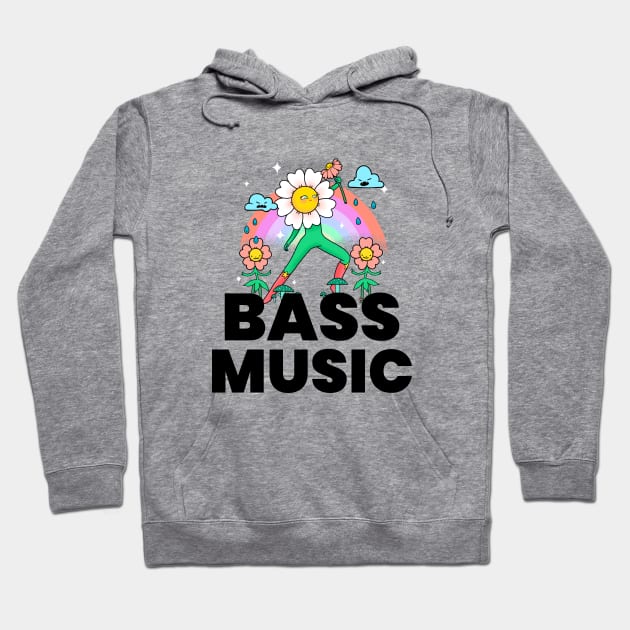 BASS MUSIC  - Flower (black) Hoodie by DISCOTHREADZ 